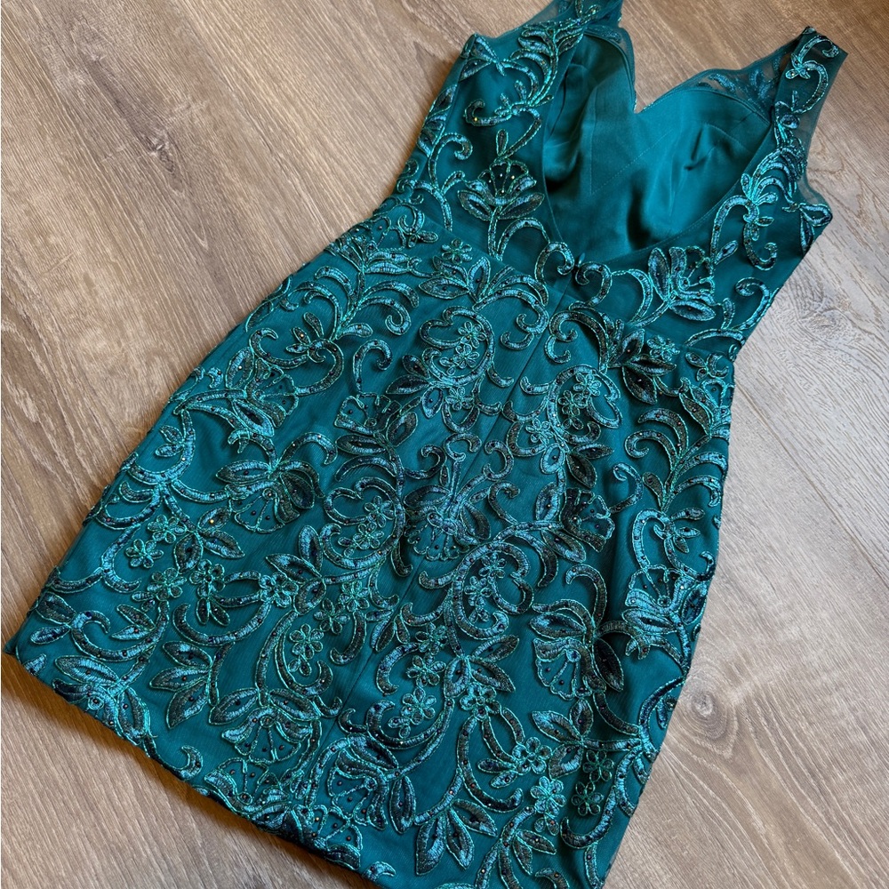 Narianna Elegant Teal Lace Dress- Size S - Picture 5 of 12